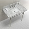 Fauceture KVPB3622M8SQ6 36" Console Sink with Brass Legs (8-Inch, 3 Hole), Marble White/Polished Nickel KVPB3622M8SQ6 - alternate 3